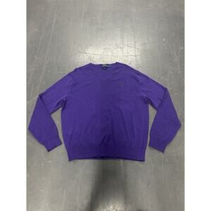 Polo Ralph Lauren Mens Pima Cotton V-Neck Pullover Sweater Top Purple Size XL